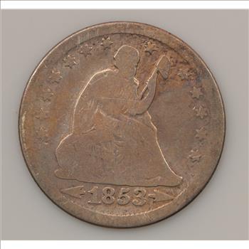 1853 Liberty Seated Quarter Dollar, Variety 2 Arrows & Rays