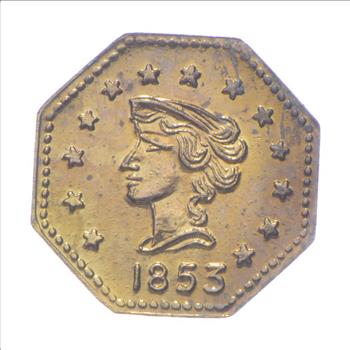 1853 Octagonal California Gold Rush Souvenir Token