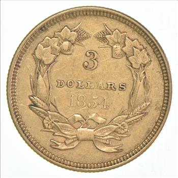 1854 $3 Indian Princess Head Gold Three-Dollar Piece
