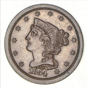 1854 Braided Hair Half Cent