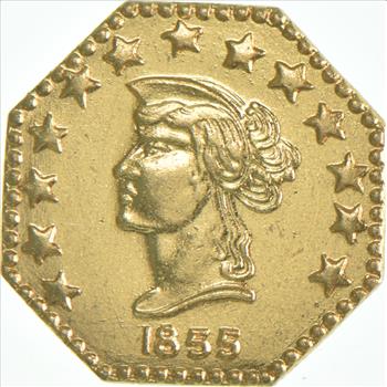 1855 Liberty Octagonal California Gold Rush Souvenir Token