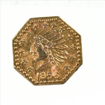 1856 Indian Head Octagonal California Gold Rush Souvenir Token