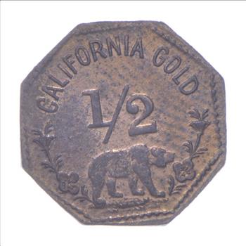 1856 Octagonal California Gold Rush Souvenir Token