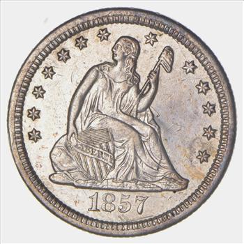 1857-S Seated Liberty Quarter - Circulated