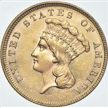 1858 $3 Indian Princess Head Gold Three-Dollar Piece