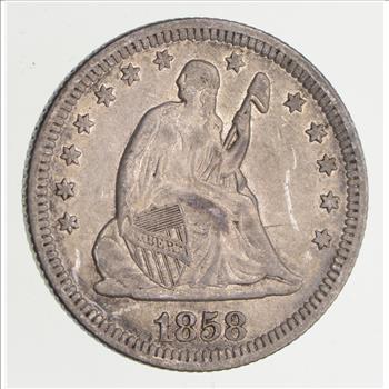 1858 Seated Liberty Quarter - Circulated
