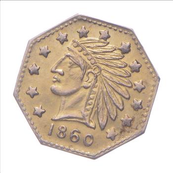 1860 Octagonal California Gold Rush Souvenir Token