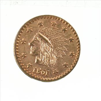 1861 Indian Head Round California Gold Rush Souvenir Token