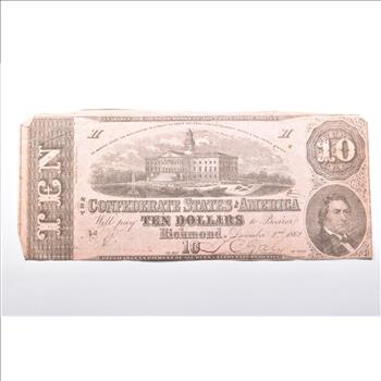 1862 $10 The Confederate States Of America Richmond, VA