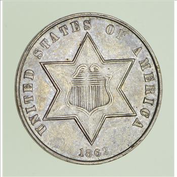 1862 Silver Three-Cent Piece - Circulated
