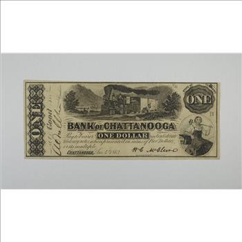 1863 $1.00 Bank of Chattanooga, TN Confederate Treasury Note