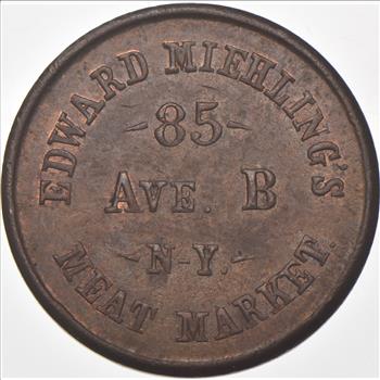 1863 Edward Miehlings Meat Market Civil War Token NY 630 AX