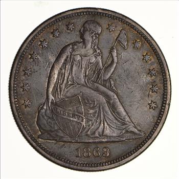 1863 Seated Liberty Silver Dollar - Near Uncirculated