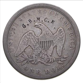 1865 Seated Liberty Dollar - Counterstamped 