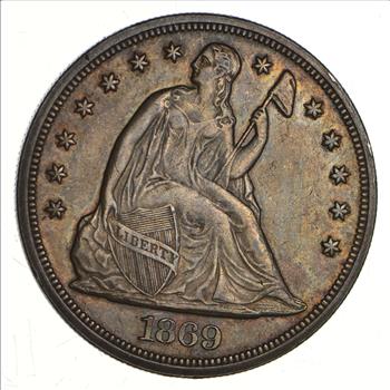 1869 Seated Liberty Silver Dollar - Sharp