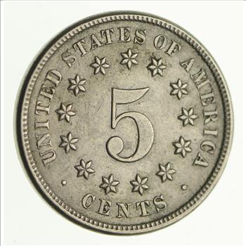 1870 Shield Nickel - Without Rays - Circulated