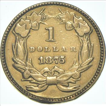 1875 $1 Indian Princess Head Gold Dollar Piece