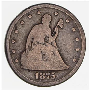 1875-CC Seated Liberty 20 Cent Piece- CARSON CITY