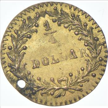 1881 Indian Head California Gold Quarter Dollar Round