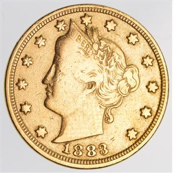 1883 24K Gold Plated 'Racketeer' Liberty V Nickel  - Great History