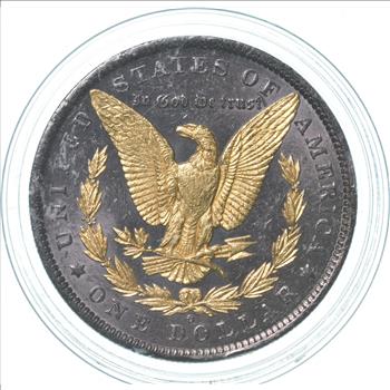 1883-O Morgan Silver Dollar Gold Overlay