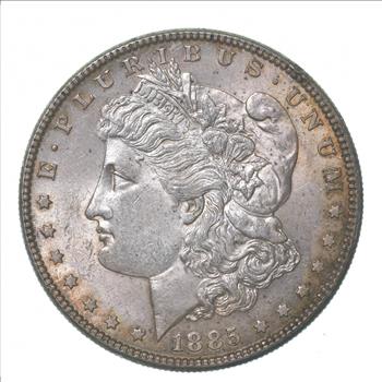 1885 Morgan Silver Dollar Toned Great Rainbow Color!