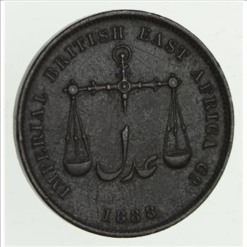 1888 Imperial British East Africa Co. Mombasa 1 Pice - Historic World Coin
