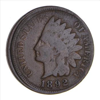 1892 Indian Head Cent - Circulated - Mint Error: Off Center