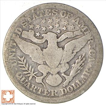 1898 Liberty Barber 90% Silver US Quarter