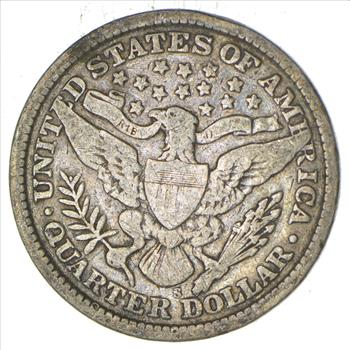 1898-S Liberty Barber 90% Silver US Quarter