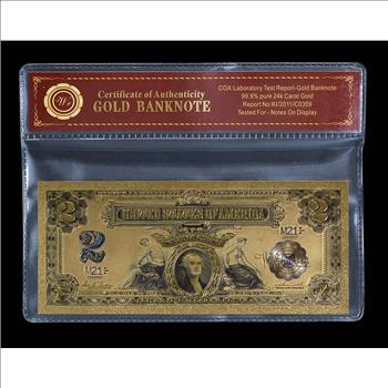 1899 Series $2 US Gold- Beautifully Displayed Replica Bank Note