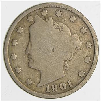 1901 Liberty Head V Nickel - Circulated Condition - Over 110 Years Old!