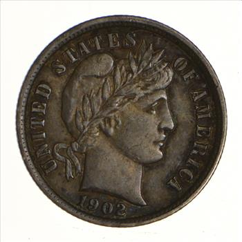 1902 Barber Silver Dime - Near Uncirculated