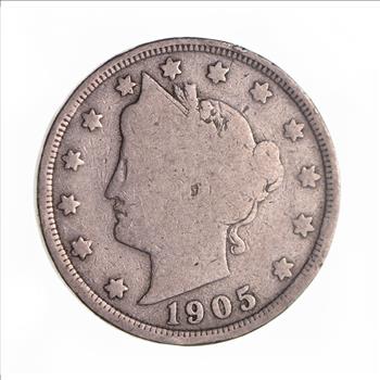 1905 Liberty Head V Nickel - Circulated Condition - Over 110 Years Old!