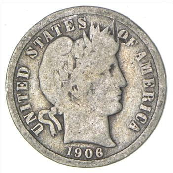 1906 Barber Liberty 90% Silver United States Dime