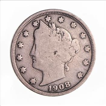 1908 Liberty Head V Nickel - Circulated Condition - Over 100 Years Old!