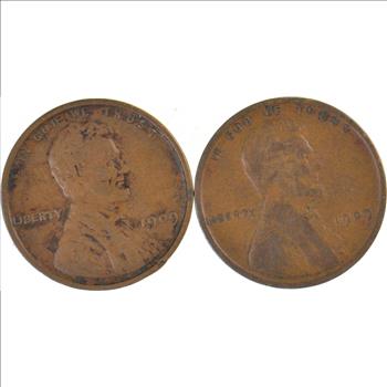 1909 & 1909 VDB Lincoln Wheat Cent - 2 Coin Set - Variety Collection!