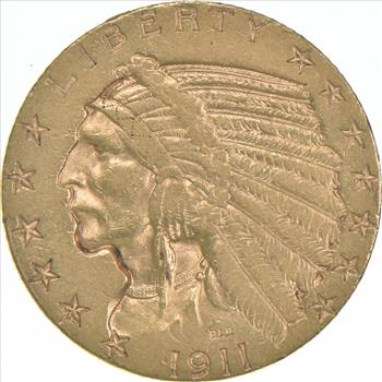 1911-S $5 Indian Head Gold Half Eagle