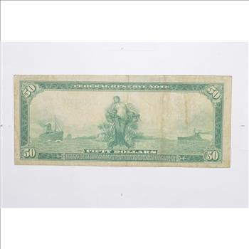 1914 $50 Federal Reserve Note - FR 1037 - Horse Blanket