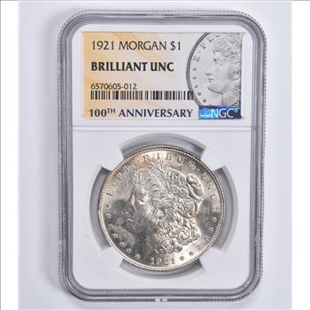1921 - Brilliant Unc Morgan Silver Dollar Special 2021 100th Label NGC