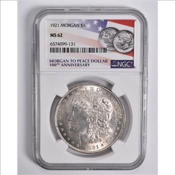 1921 - MS62 Morgan Silver Dollar Special 2021 100th Label NGC