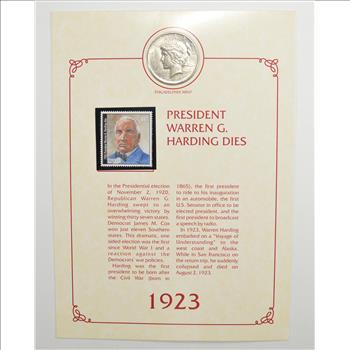 1923 President Warren G. Harding Dies Historic US Collection - Includes SILVER & Stamp(s)