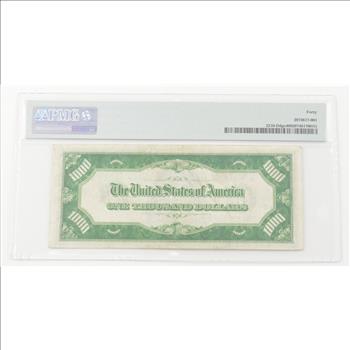 1928 $1000 Cleveland, OH. Federal Reserve Note - FR#2210-Ddgs - Dark Green (DA Block) - PMG - EF40