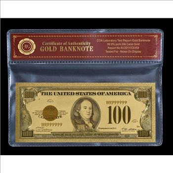 1928 US Gold Foil $100- Beautifully Displayed Replica Bank Note