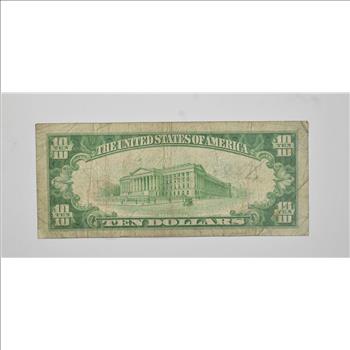 1929 $10.00 Brown Seal Federal Reserve Bank Of New York, NY National Currency