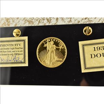 1933 $20 Saint-Gaudens Gold Double Eagle Proof Copy Display & COA 1.5 Oz Gold