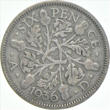 1936 Great Britain 6 Pence - Charles Coin Collection
