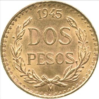 1945 Mexico 2 Gold Pesos