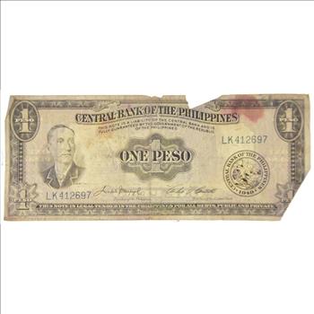 1949 Central Bank of the Philippines One Peso