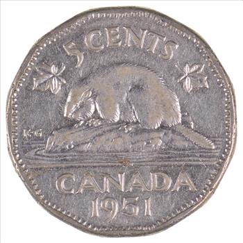 1951 Canada 5 Cents King George VI